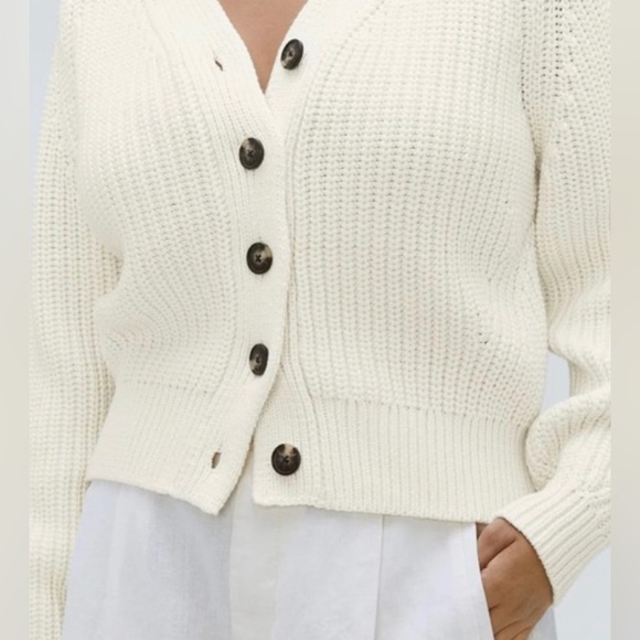 Everlane The Texture Cotton Chunky Knit Cardigan XS Old Money Academia - Picture 3 of 10